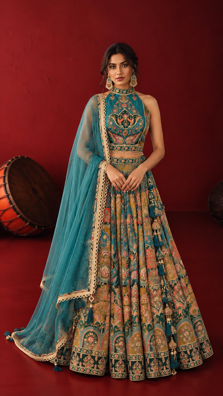 Blue Bliss Embroidered Lehenga