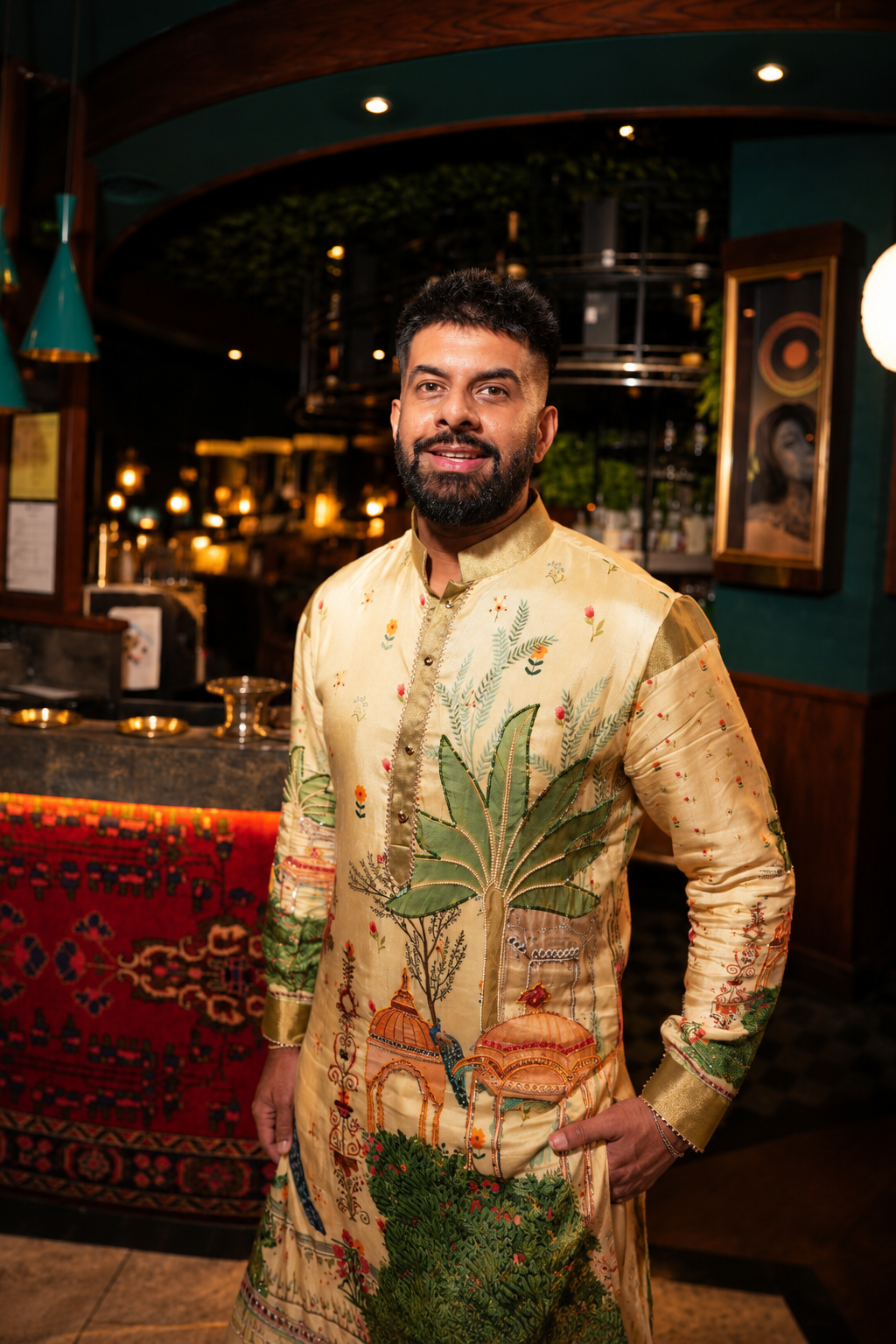 Lime Rajasthani Embroidered Kurta