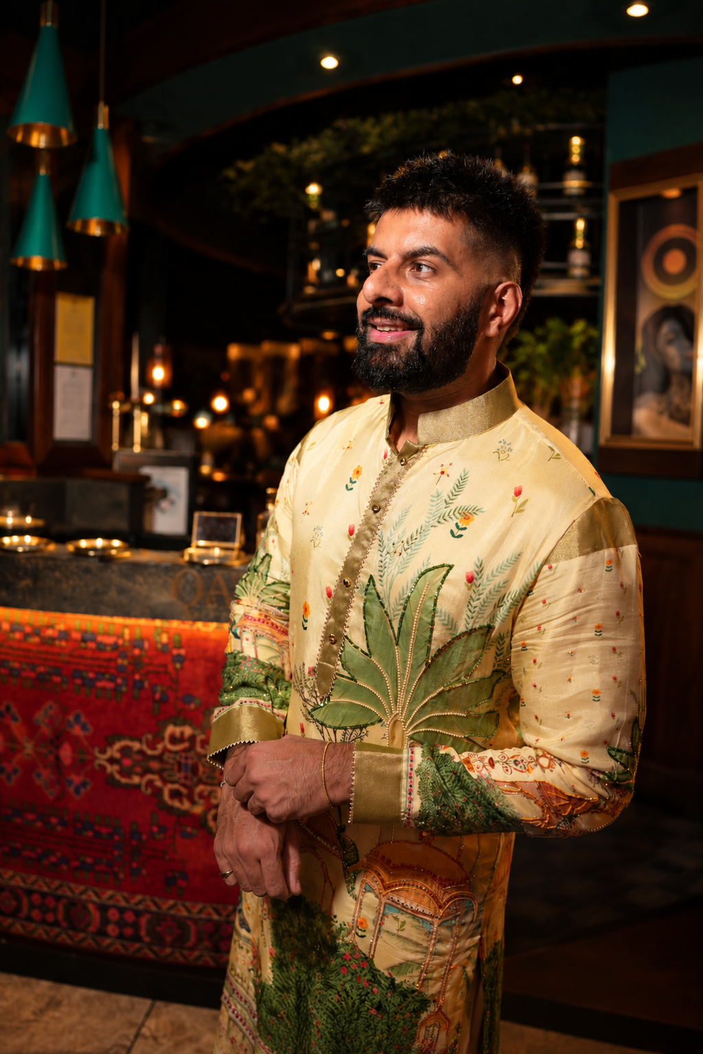 Lime Rajasthani Embroidered Kurta