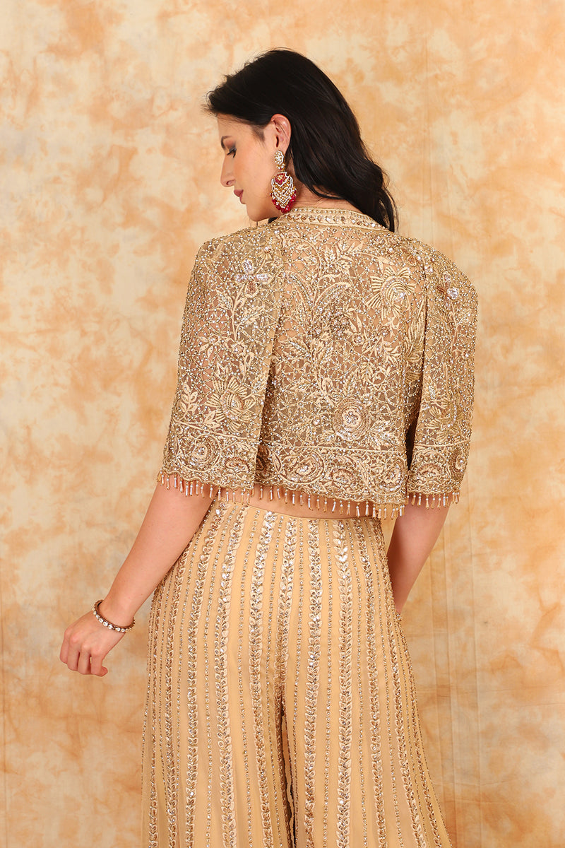 Embroidered Sharara With Cape