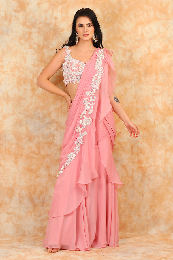 Embroidered blouse with saree