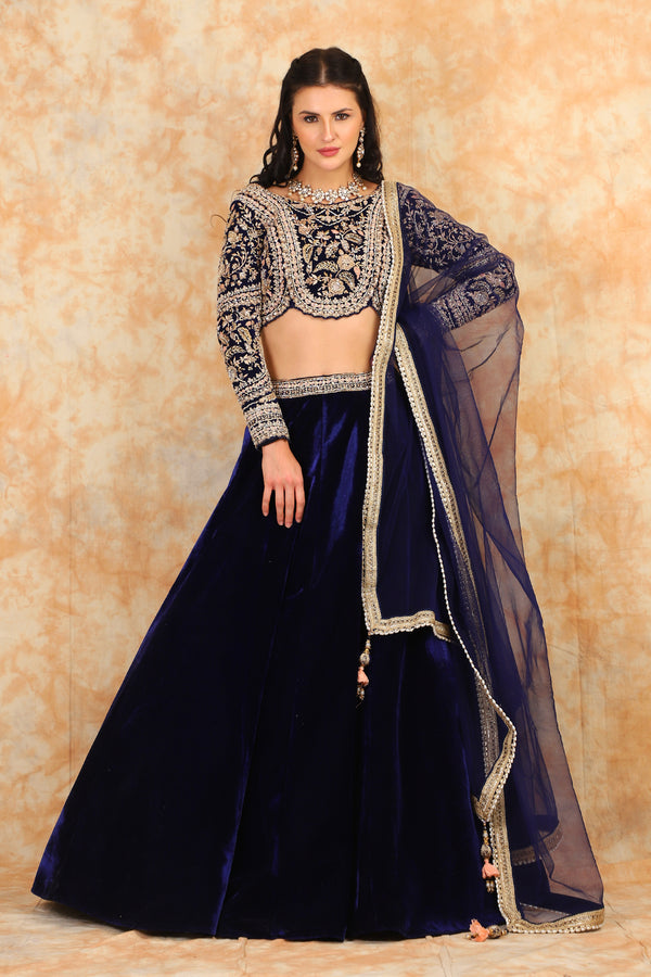 Royal Blue lehenga with embroidered top