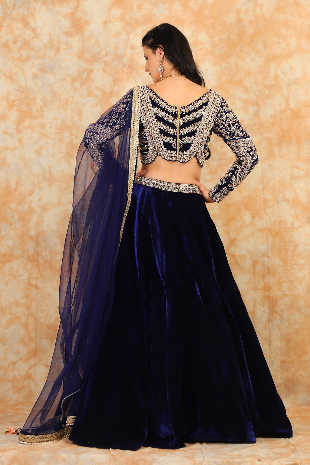Royal Blue lehenga with embroidered top