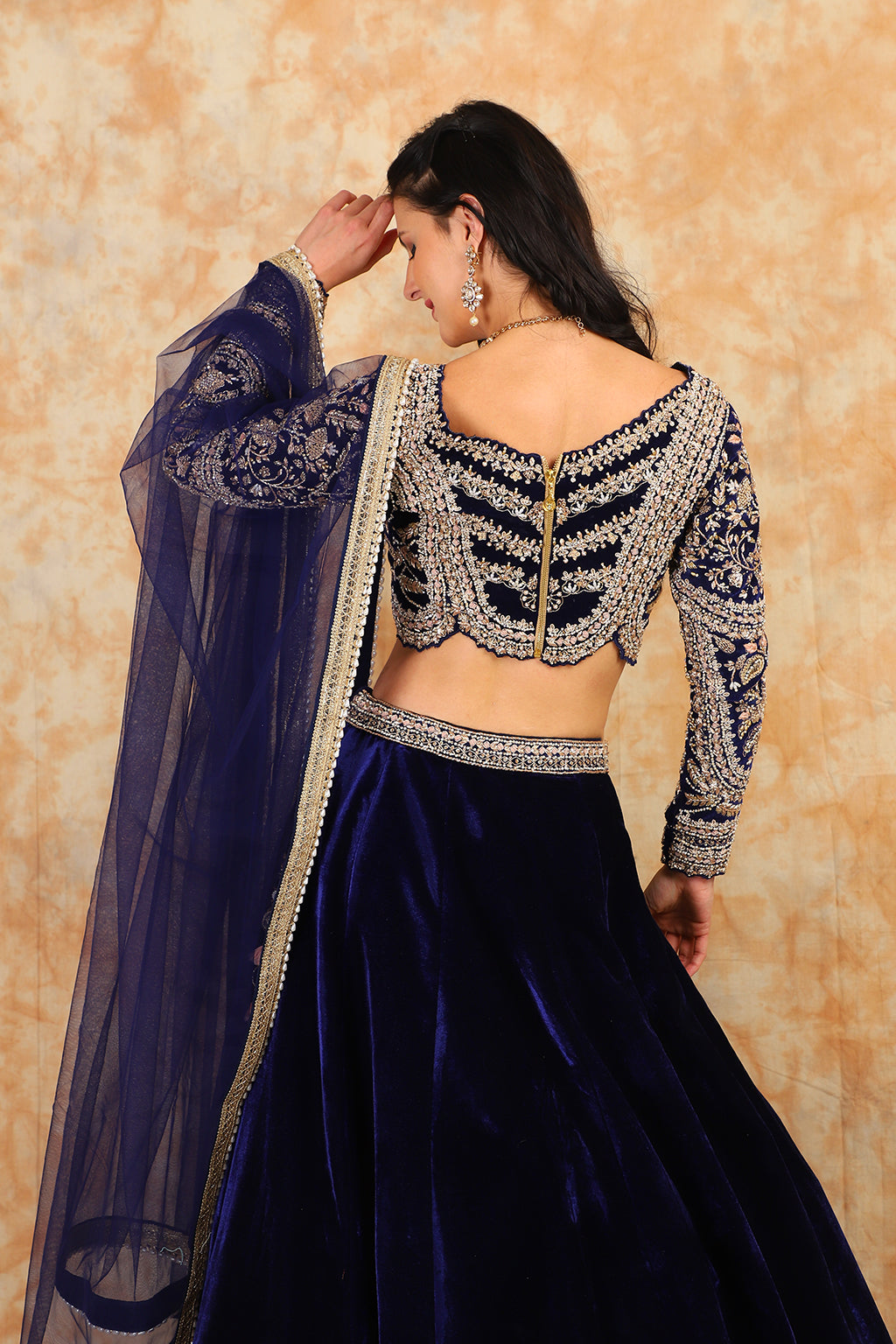 Royal Blue lehenga with embroidered top