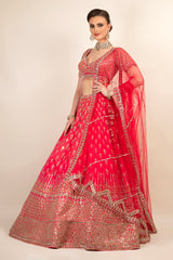 PINK SILK LEHENGA AND DUPTTA