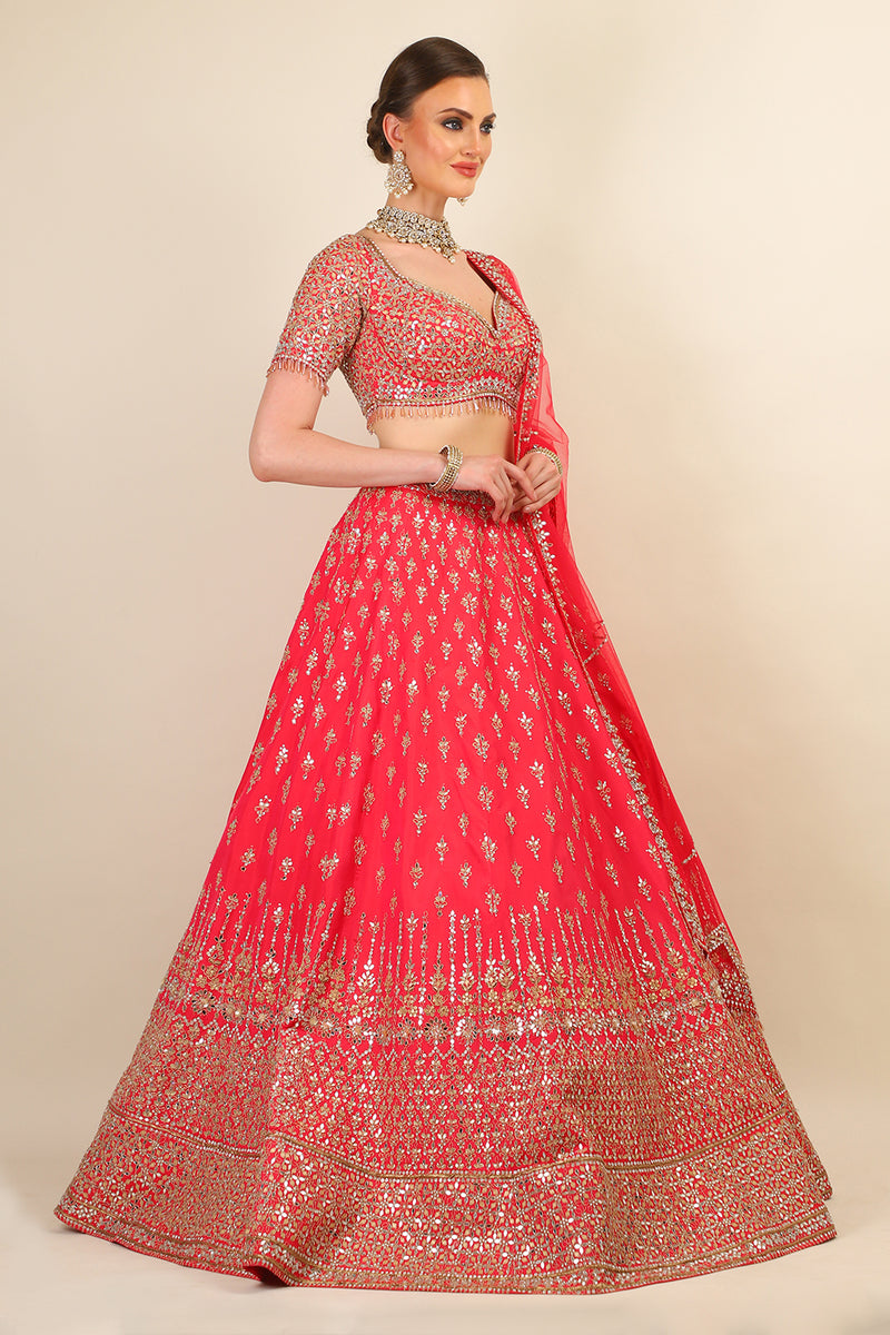 PINK SILK LEHENGA AND DUPTTA