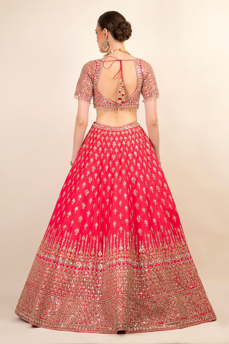 PINK SILK LEHENGA AND DUPTTA