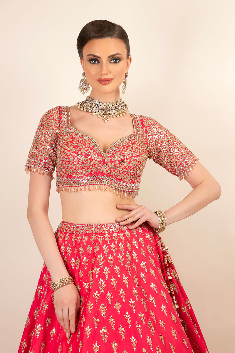 PINK SILK LEHENGA AND DUPTTA