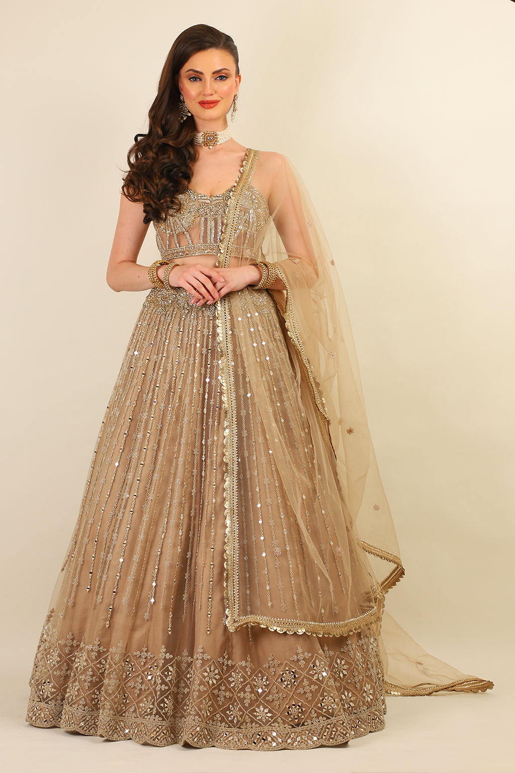 HAND EMBROIDERED TOP WITH EMBROIDERED SKIRT