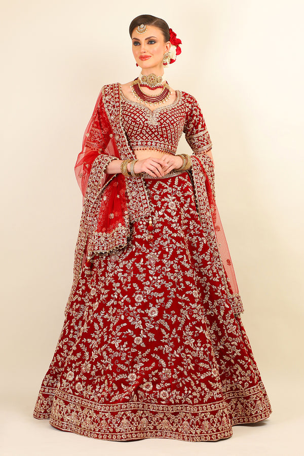 RED VELVET BRIDAL LEHENGA