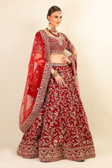 RED VELVET BRIDAL LEHENGA