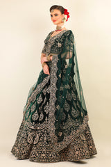 GREEN VELVET LEHENGA