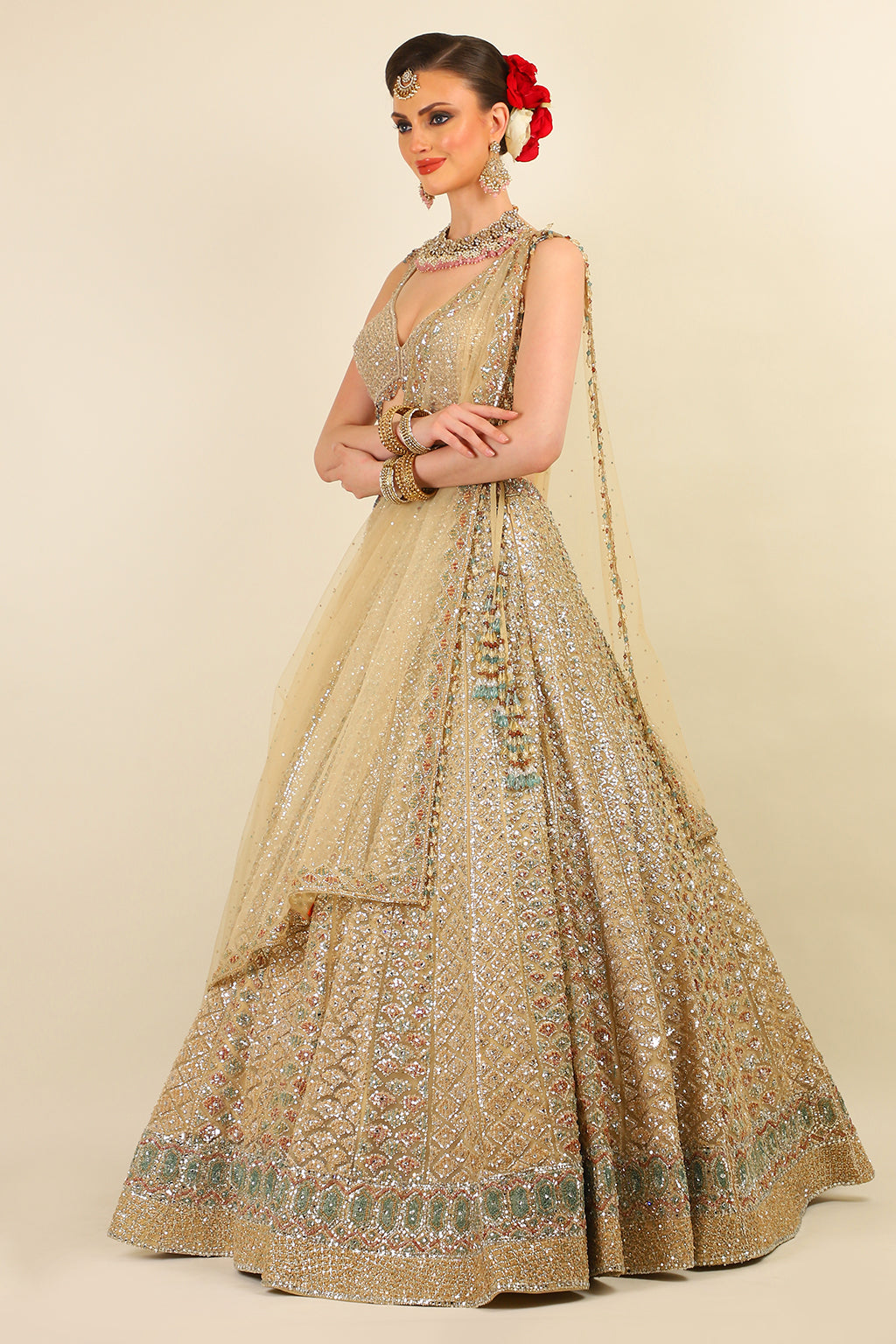 LIGHT GOLD BRIDAL LEHENGA