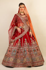 BRIDAL SILK LEHENGA WITH TWO DUPATTA