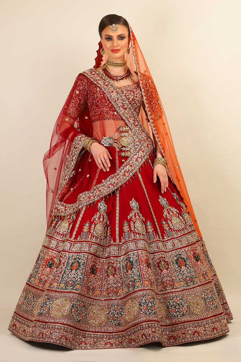 BRIDAL SILK LEHENGA WITH TWO DUPATTA