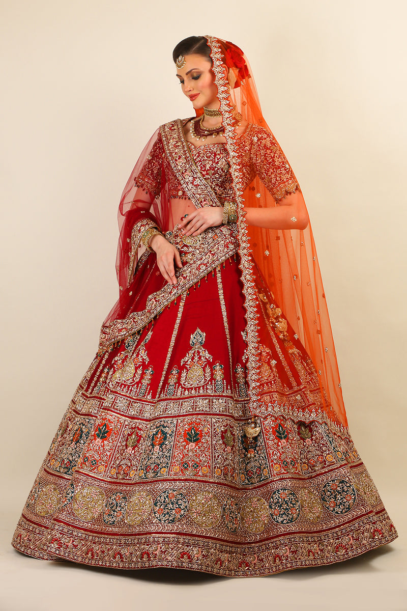 BRIDAL SILK LEHENGA WITH TWO DUPATTA