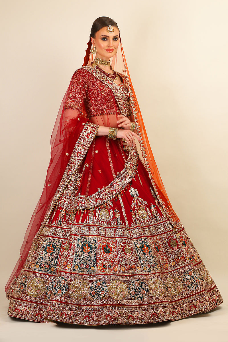 BRIDAL SILK LEHENGA WITH TWO DUPATTA