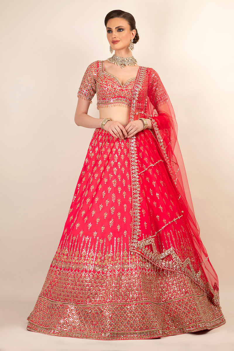 PINK SILK LEHENGA AND DUPTTA