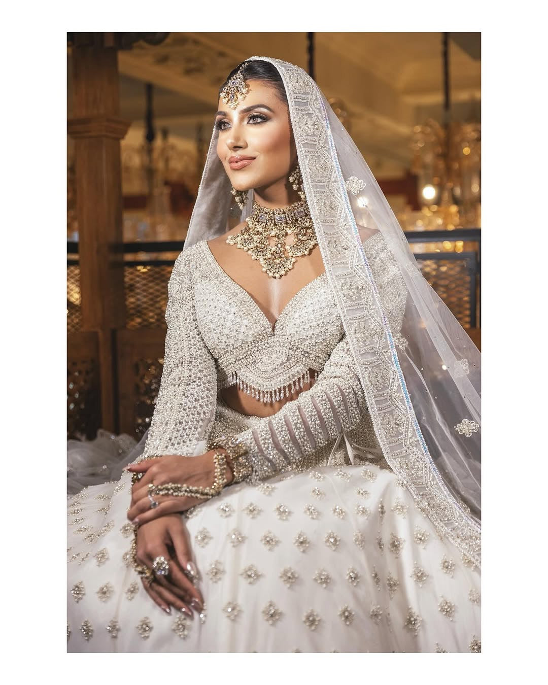 Ivory Royal Full-Sleeve Bridal Lehenga Set