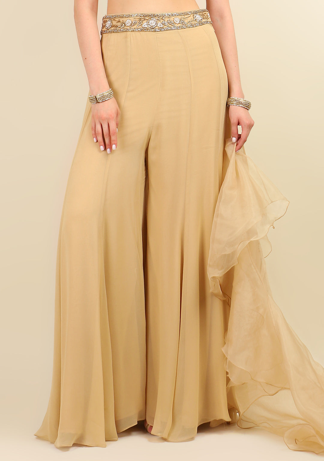 GOLD PEARL TOP WITH SHARARA