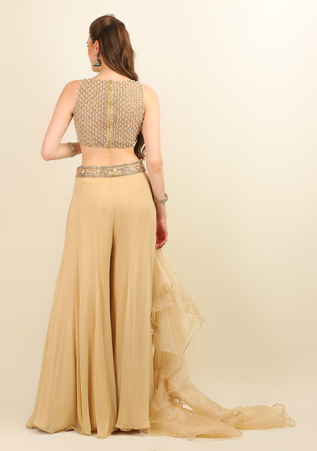 GOLD PEARL TOP WITH SHARARA