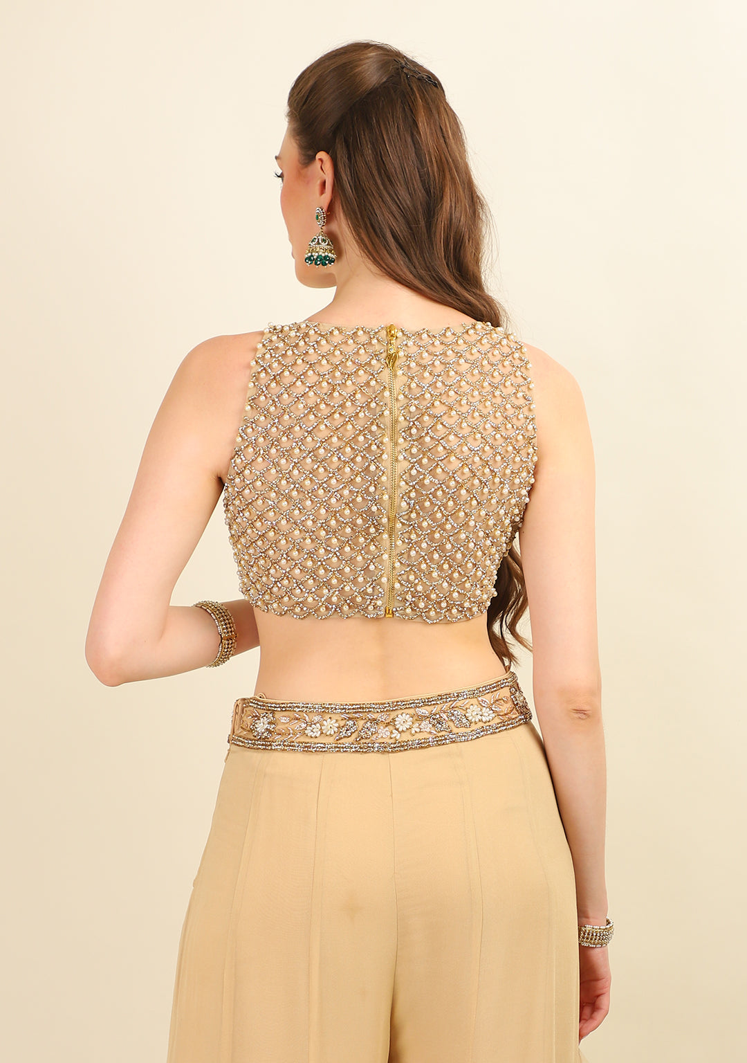 GOLD PEARL TOP WITH SHARARA