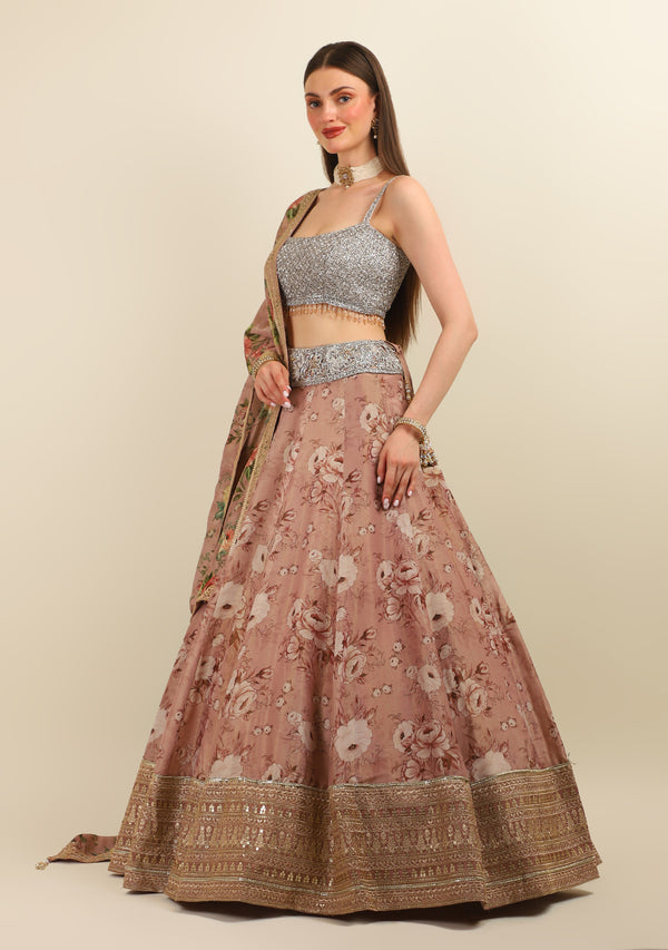 FULLY HAND EMBROIDERY TOP & CAPE WITH LEHENGA DUPATTA