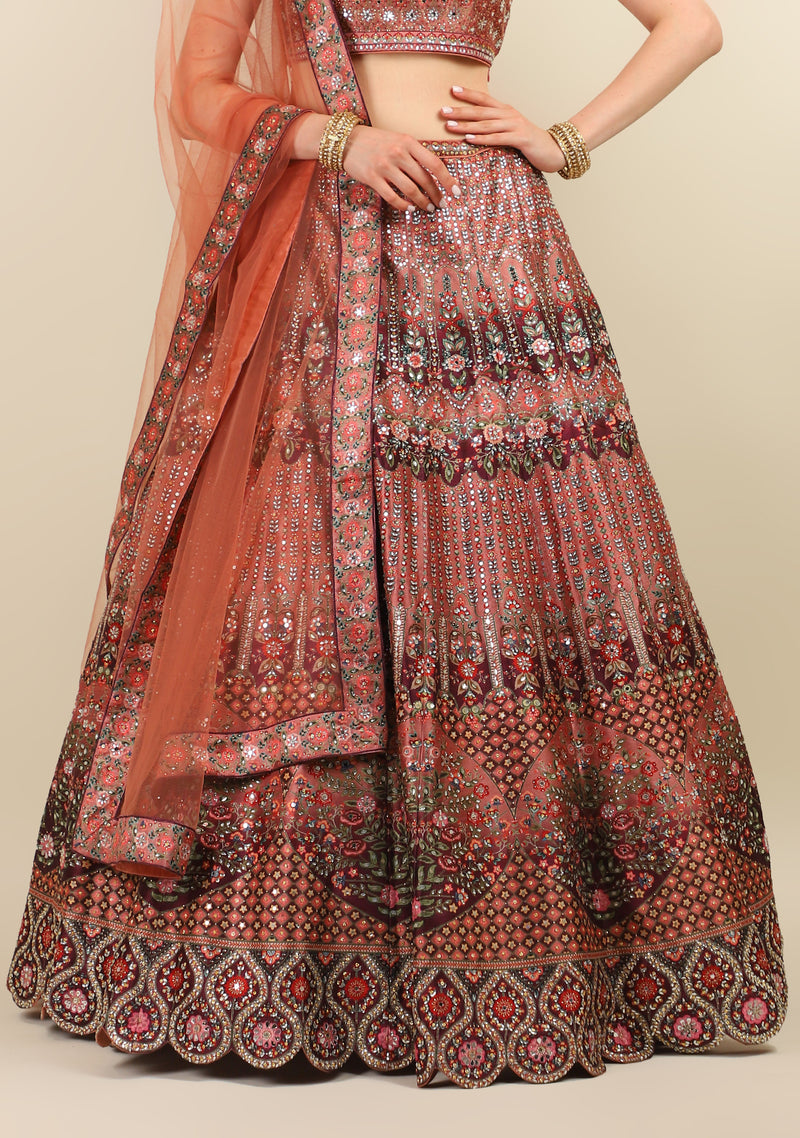 DIGITAL PRINTED BROWN LEHENGA