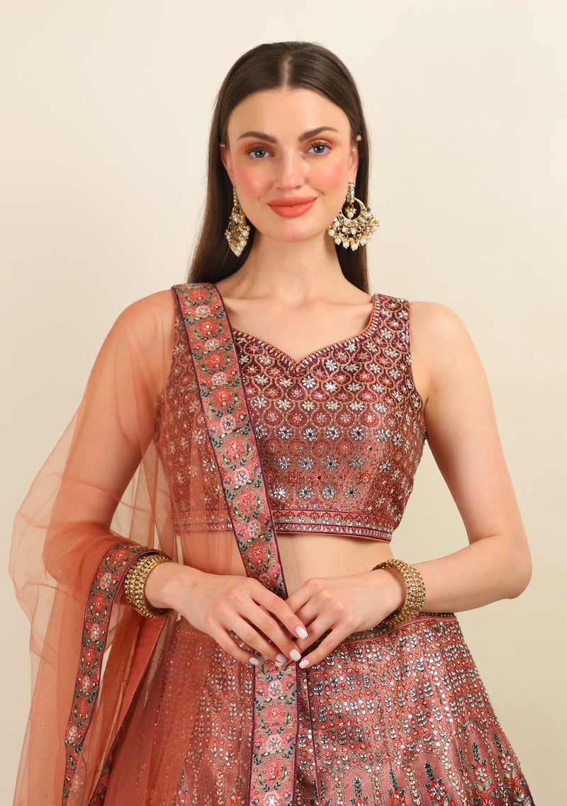 DIGITAL PRINTED BROWN LEHENGA