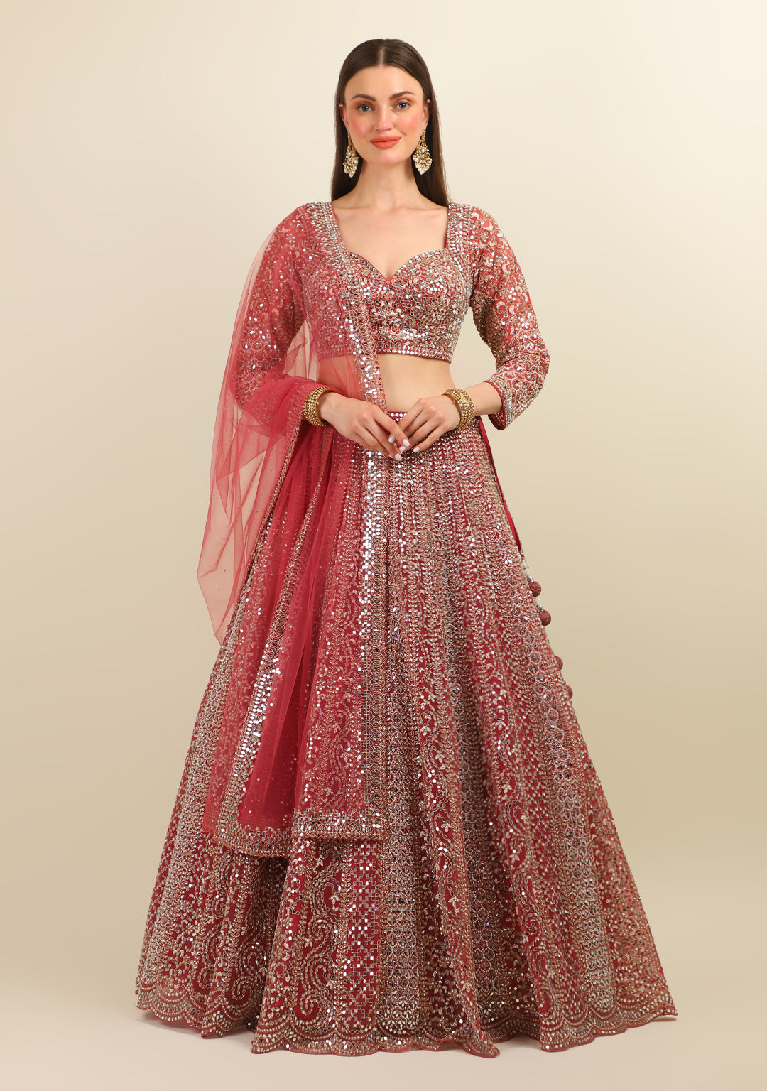 ONION PINK EMBROIDERED LEHENGA