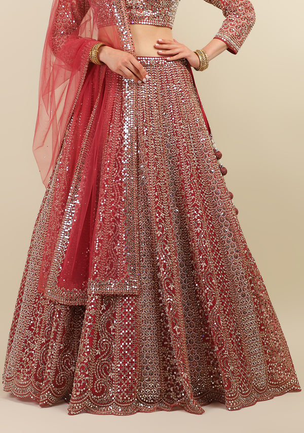 ONION PINK EMBROIDERED LEHENGA