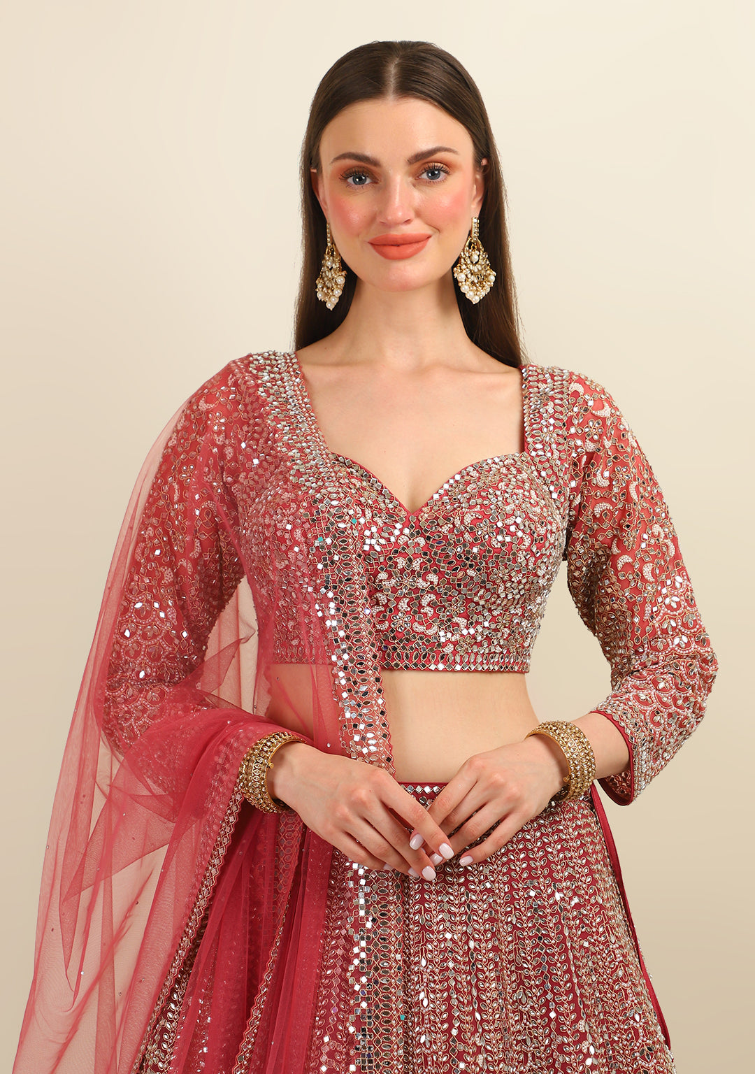 ONION PINK EMBROIDERED LEHENGA