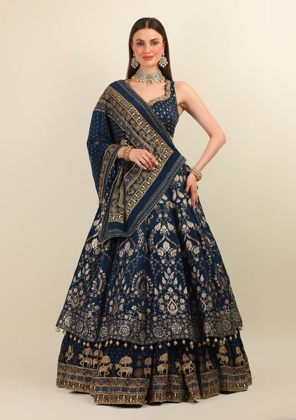 BLUE SILK LEHENGA