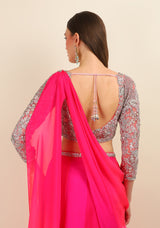 PINK HAND EMBROIDERY STITCH SAREE