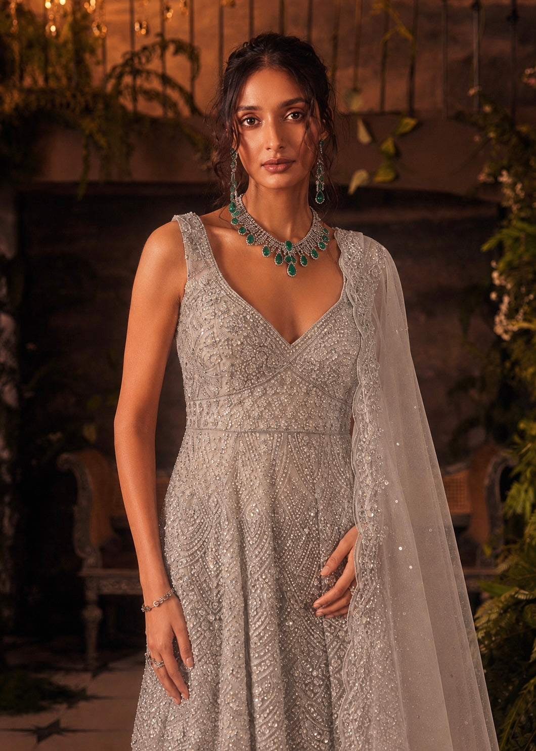 Silver Shimmer Sharara Set with Dupatta
