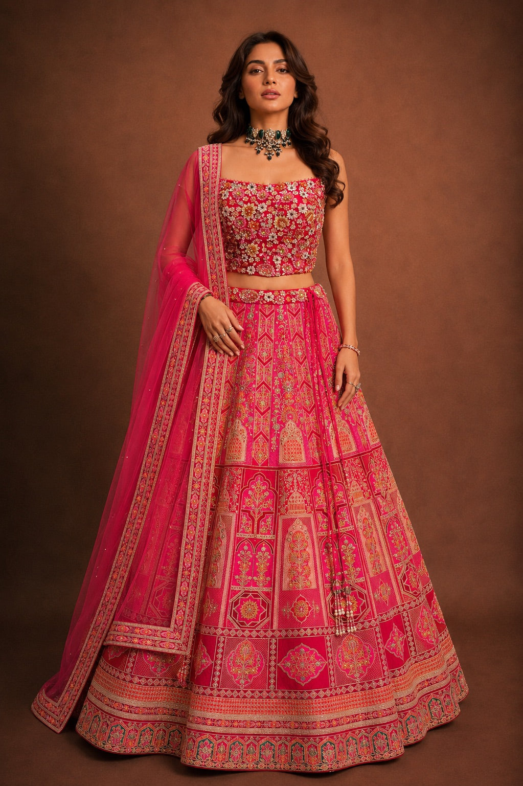 Ruby Pink Heritage Bridal Lehenga