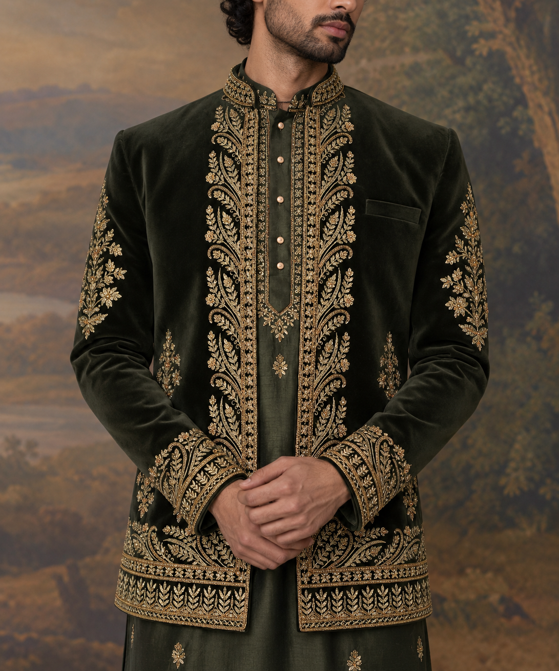 Regal Emerald Embroidered Kurta Set