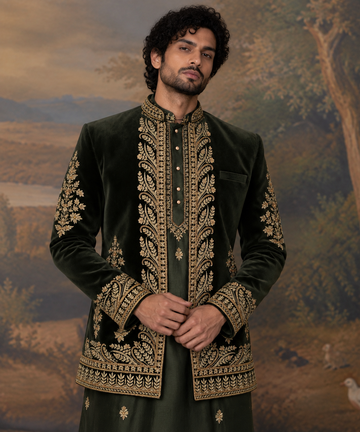 Regal Emerald Embroidered Kurta Set