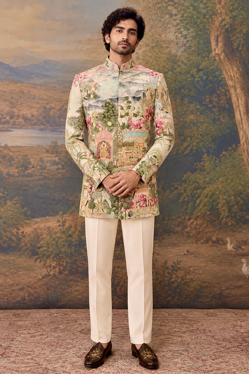 Botanical Ivory Indo-Western Ensemble