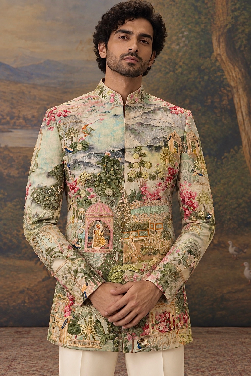 Botanical Ivory Indo-Western Ensemble