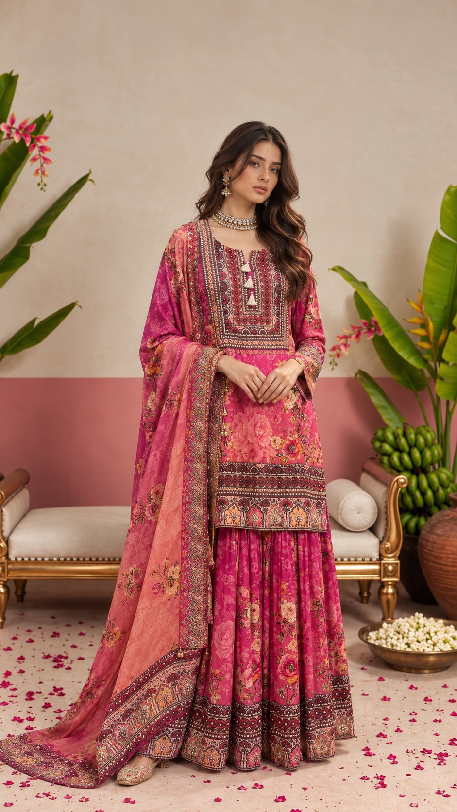 Gulnaar Pink Sharara Set