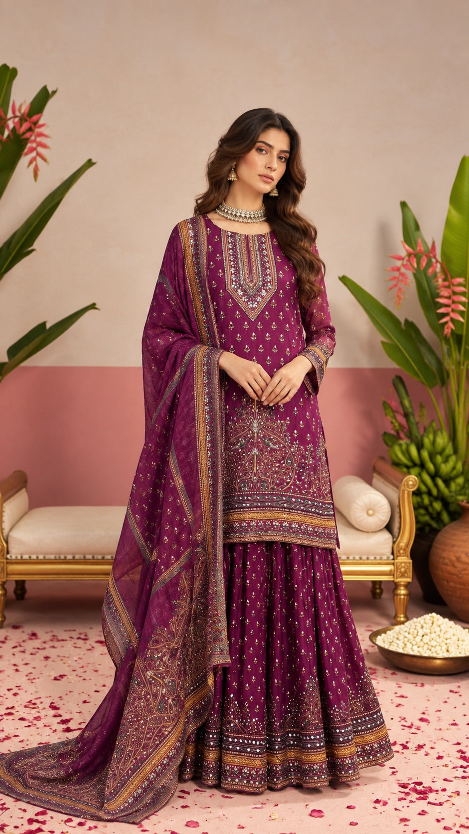 Mahira Purple Sharara Set