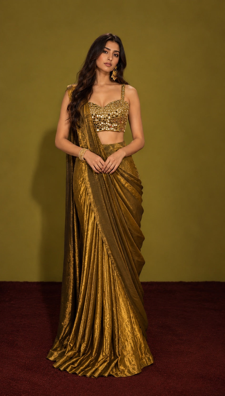 Antique Gold Tissue Saree