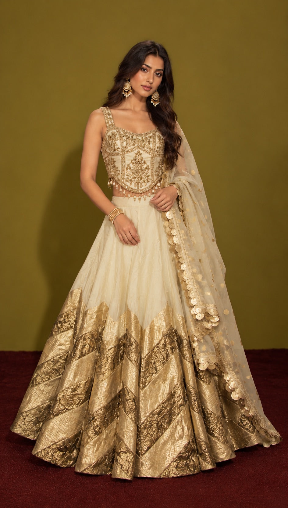 Ivory Gold Embroidered Lehenga