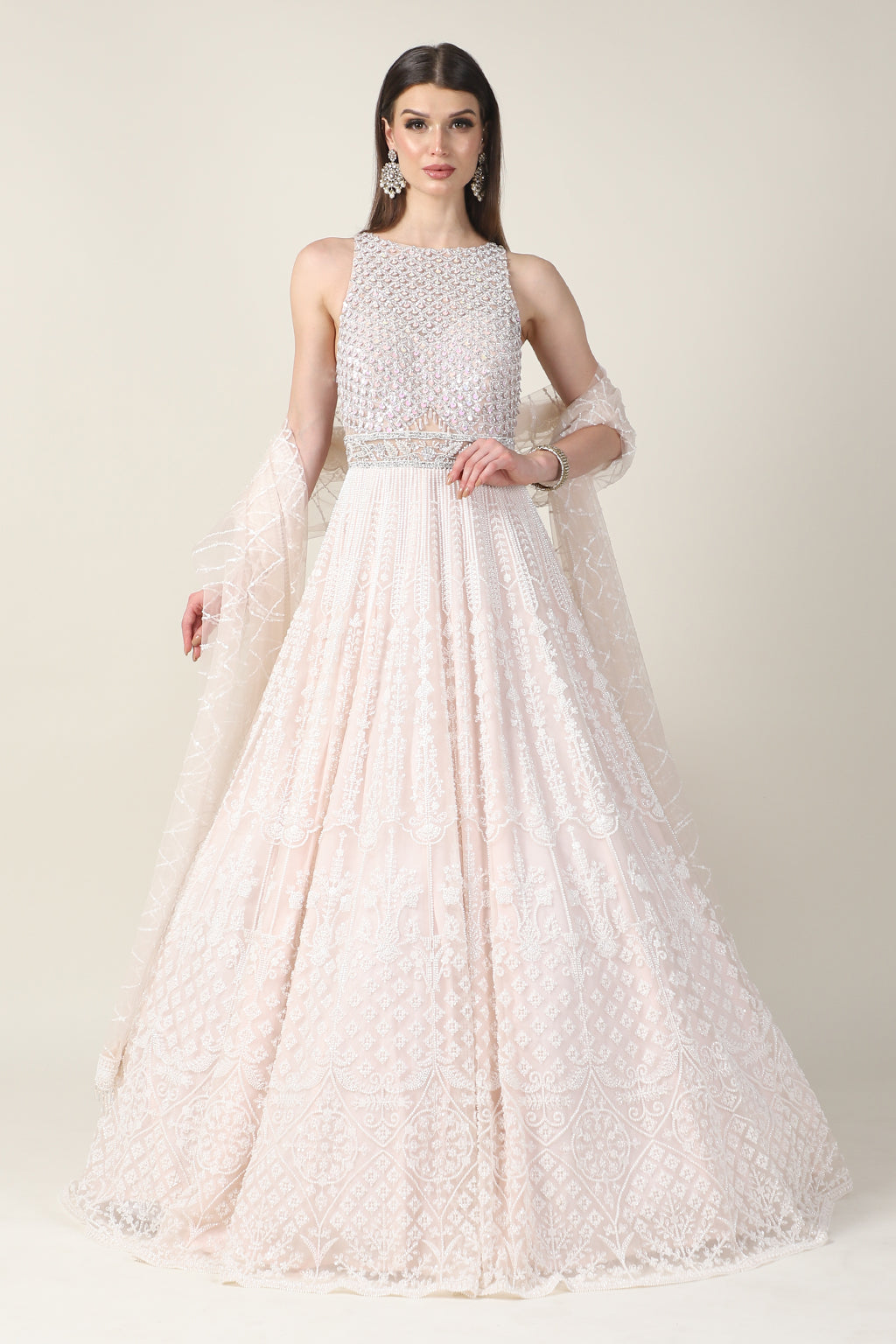 LIGHT PINK EMB GOWN