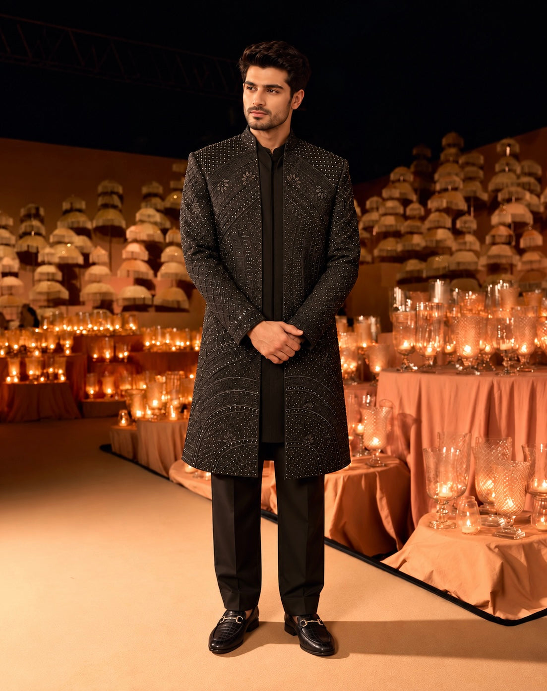 Riwaayat Black Sherwani Set