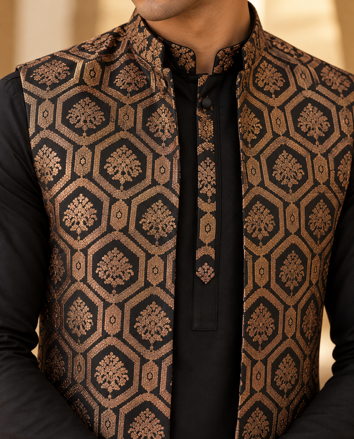 Nawab Black Kurta Set
