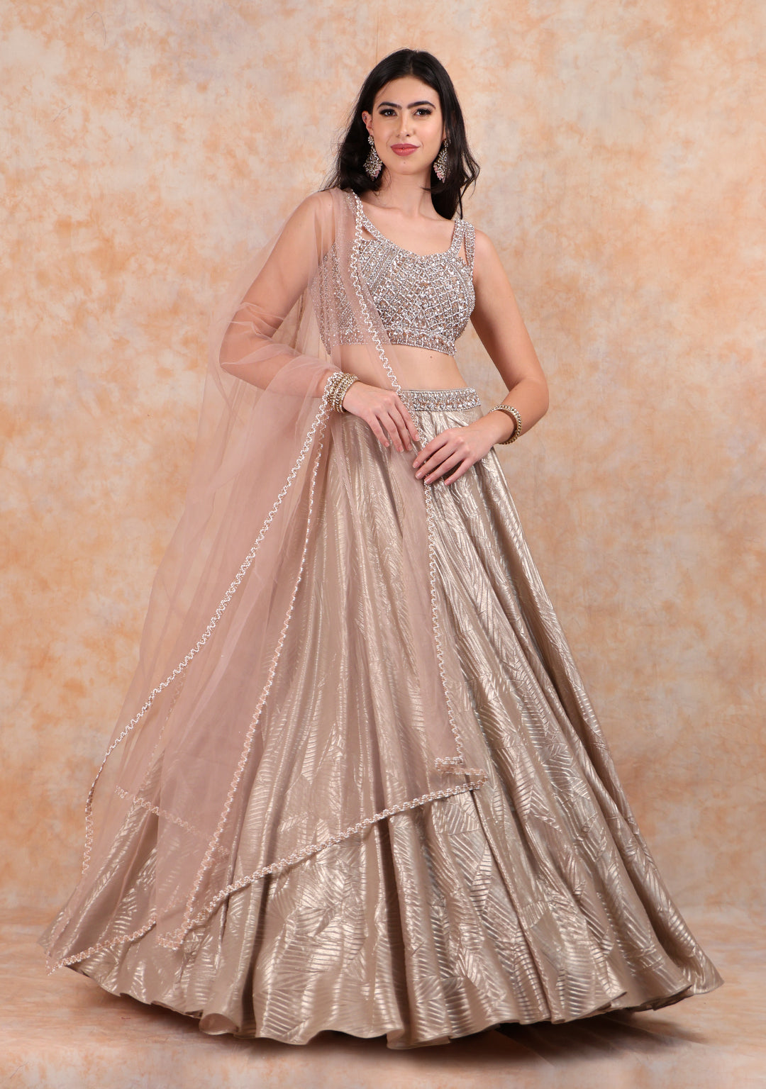 NUDE LEHENGA AND DUP WITH TOP