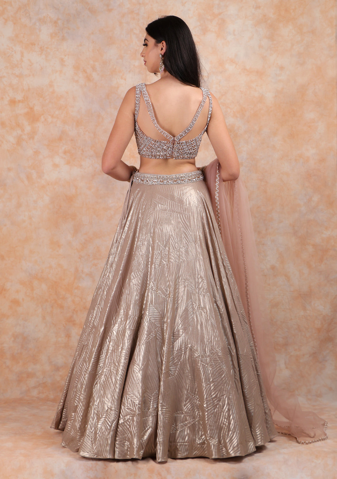 NUDE LEHENGA AND DUP WITH TOP