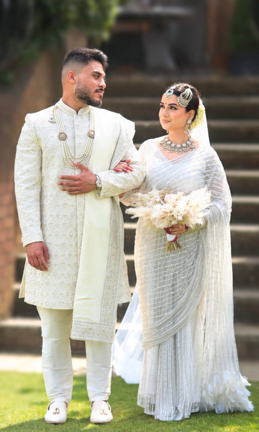 Sharleen in Ivory Saree with Veil